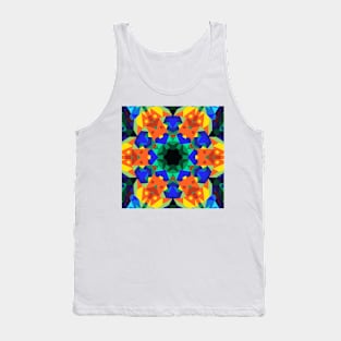 Retro Mandala Flower Blue Orange and Green Tank Top